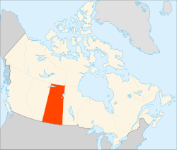 Map o Canadae wi Saskatchewan heichlichtit