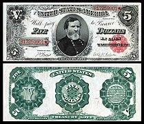 $5 United States Banknote, Large Type, Treasury Note, Series 1891