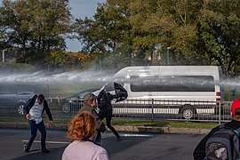 Use of water cannons in Minsk, 4 October (water in this water cannon was without dye)