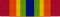 Width-44 ribbon with width-6 central ultramarine blue stripe, flanked by pairs of stripes that are respectively width-4 emerald, width-3 golden yellow, width-5 orange, and width-7 scarlet