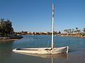 El Gouna: wreck of a boat in a lagoon