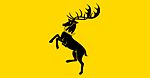 Banner of arms showing a black stag on a yellow field