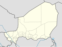 Mapa konturowa Nigru, po prawej nieco u góry znajduje się punkt z opisem „Ténéré”