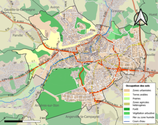 Carte en couleurs présentant l'occupation des sols.