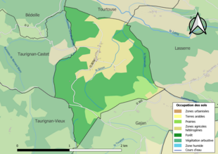 Carte en couleurs présentant l'occupation des sols.