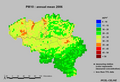 Émission annuelle de PM10 sur la Belgique en 2006