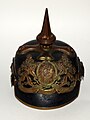 Bayerische Pickelhaube, mit dem Bandeau „In Treue fest“, um/nach 1886