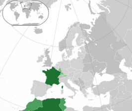 * ■ Frankrijk * ■ Franse protectoraten (Marokko en Tunesië) * ■ Franse bezette gebieden in Duitsland en Oostenrijk