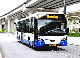 Tweede generatie van de Citea-stadsbus. Dit is GVB bus 1101 van het type Citea SLF 120.250 op 30 augustus 2011 te Amsterdam.