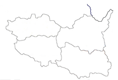 Mapa konturowa kraju pardubickiego, po prawej znajduje się punkt z opisem „Cotkytle”