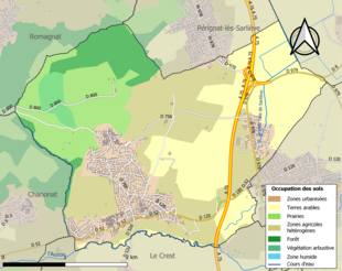 Carte en couleurs présentant l'occupation des sols.