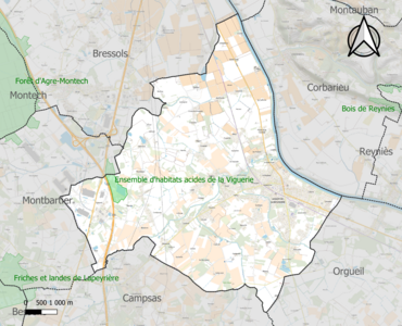 Carte de la ZNIEFF de type 1 sur la commune.