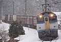 コンテナ車で編成された高速貨物列車 （2012年2月10日 上石見駅 - 下石見信号場間）