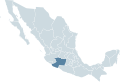 Locator map for the state of Michoacán within Mexico.