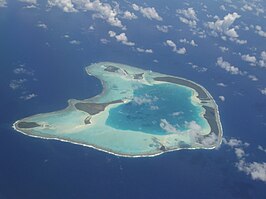 Tetiaroa vanuit de lucht.