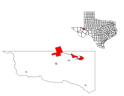 Location of Monahans, Texas