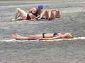 Foreign tourists in the international beach of Kovalam