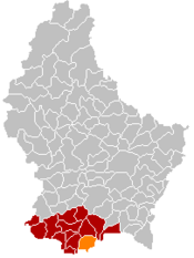 Localização de Dudelange em Luxemburgo