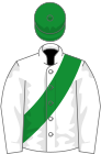 White, green sash and cap