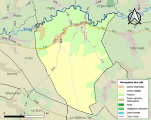 Carte en couleurs présentant l'occupation des sols.