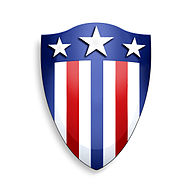 Ilustração de Photoshop representando o escudo do Capitão América, como descrito em Captain America Comics #1 (Março de 1941).