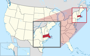 Map of the United States with Massachusetts highlighted