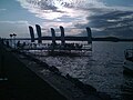 View of the lake by sunset. Tired attendants can relax on the pier built by the main sponsor, Heineken.