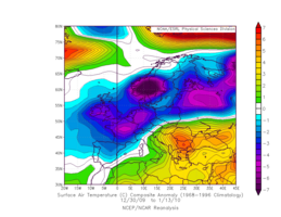 Temperaturanomalien 30. Dez. 2009–13. Jan. 2010