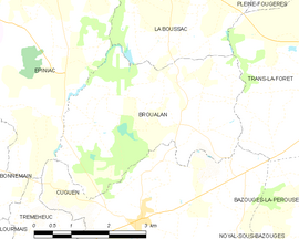 Mapa obce Broualan