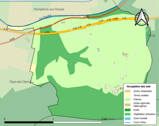 Carte en couleurs présentant l'occupation des sols.