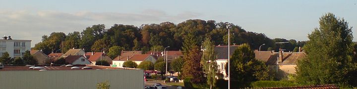 Une petite collines boisée émerge d'un environnement urbain.