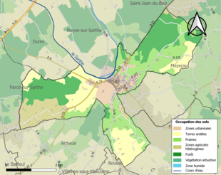 Carte en couleurs présentant l'occupation des sols.