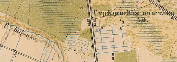 Деревня Стрелинская Подстава на карте 1885 года