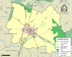 Carte en couleurs présentant l'occupation des sols.