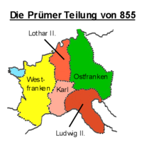 Падзел каралеўства Лётара ў 855 годзе.