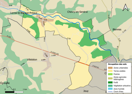 Carte des infrastructures et de l'occupation des sols en 2018 (CLC) de la commune.