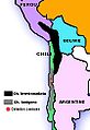 Map of Chinchilla brevicaudata and Chinchilla lanigera populations in ancient time and in 1995.