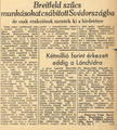 Az említett szocialista hangvételű cikk Breitfeld emigrálásáról (Magyar Nap, 1948-01-15)