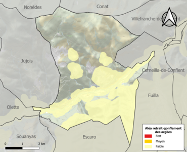 Carte des zones d'aléa retrait-gonflement des argiles.