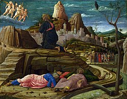 La Agonio en la Ĝardeno, pentrita de Andrea Mantegna inter 1455 kaj 1456.