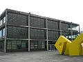 cathal ofril monument aka "The yellow thing" outside The James Hardiman Library, National University of Ireland, Galway, Ireland