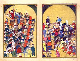 Ottoman miniature painting of a military musical group