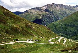 Zicht op de Oberalppas vanuit het noorden