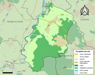 Carte en couleurs présentant l'occupation des sols.