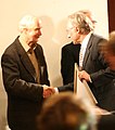 Dawkins receiving Deschner-Preis in Frankfurt, October 12th 2007, with Karlheinz Deschner