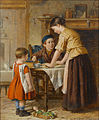 Baking day. Signed W Hemsley Oil on canvas, 31 x 25.5 cm