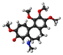 Ball-and-stick model of the demecolcine molecule