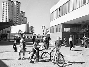 Fotografi från Farsta centrum år 1963.