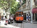 Coche motor del tranvía de Sóller, España.