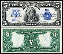 $5 United States Banknote, Large Type, Silver Certificate, Series 1899